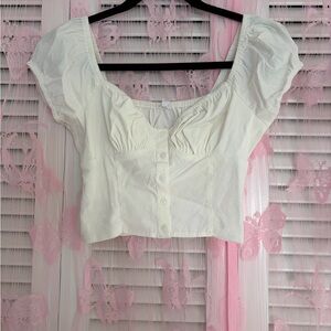 Garage cropped white milkmaid top XS